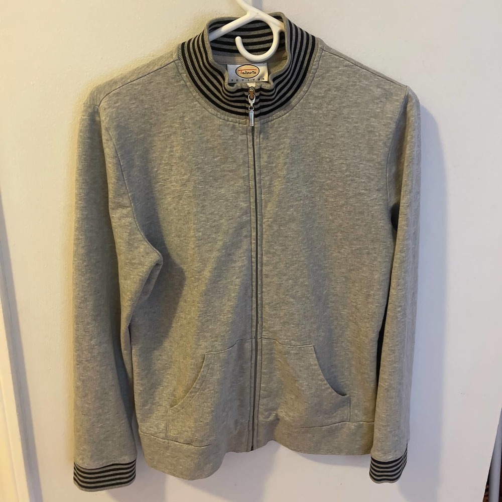 Talbots zip up sweatshirt. Gray,  size small petites